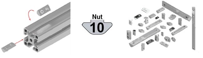 Nutensteine und Hammermuttern passend für Nut 10 B-Typ